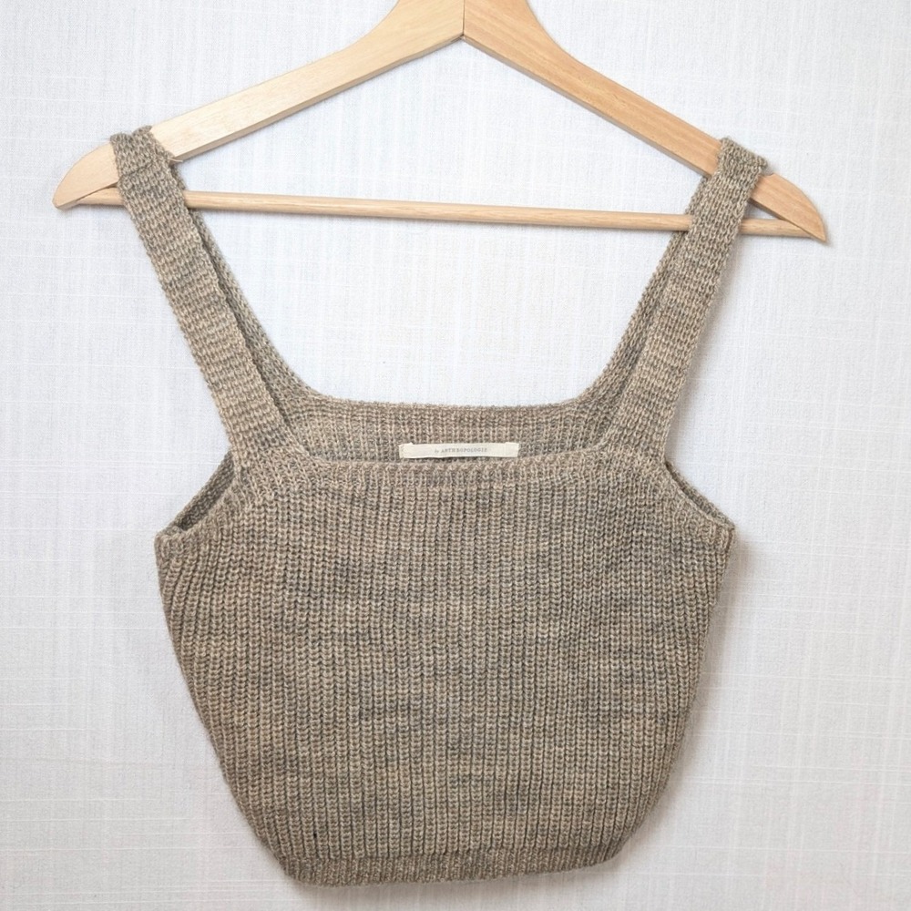 By Anthropologie Twist-Front Sweater Set Grey Gris 2-Piece Tank Pullover XS NWT - Picture 3 of 7